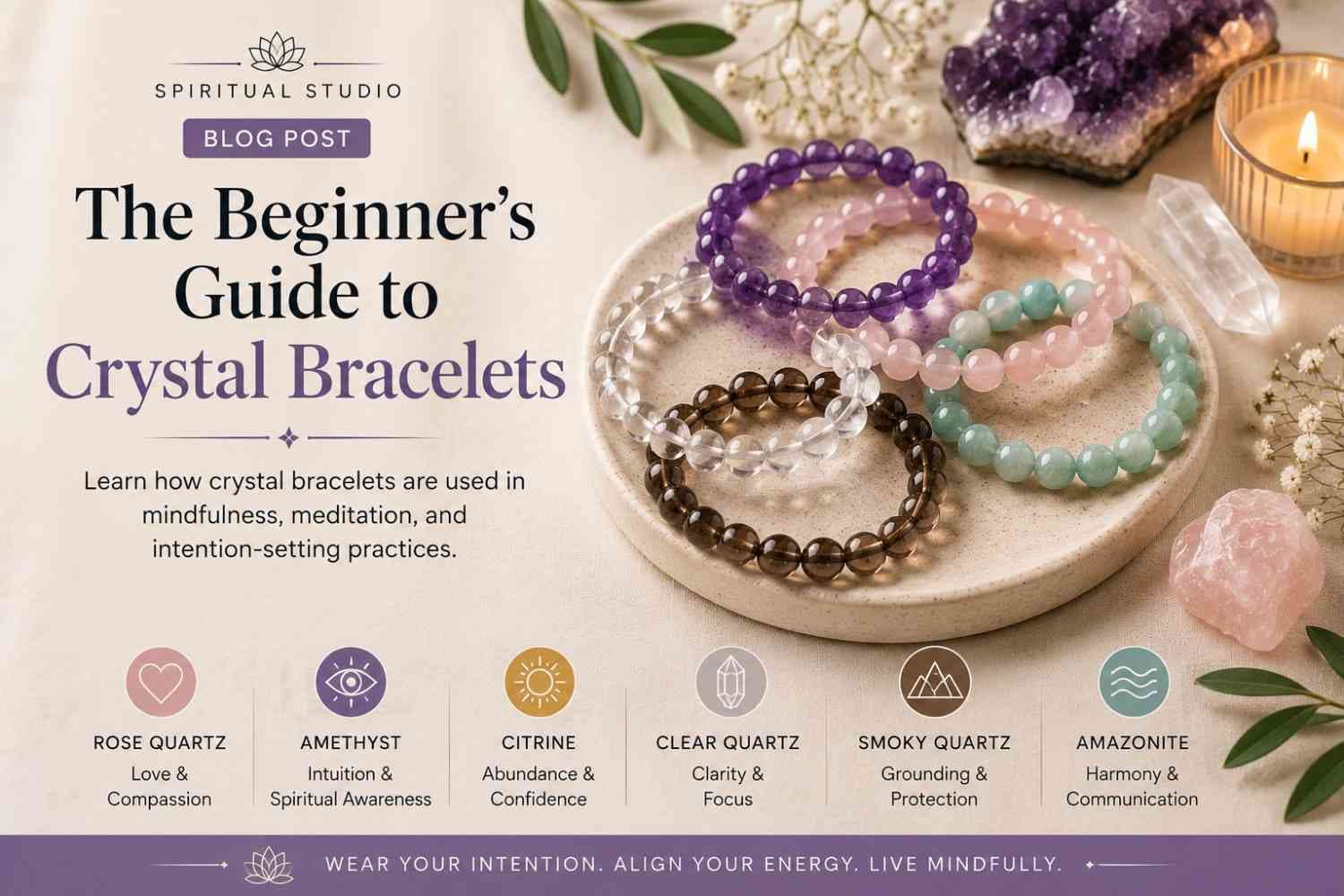 Crystal bracelet for meditation and mindfulness